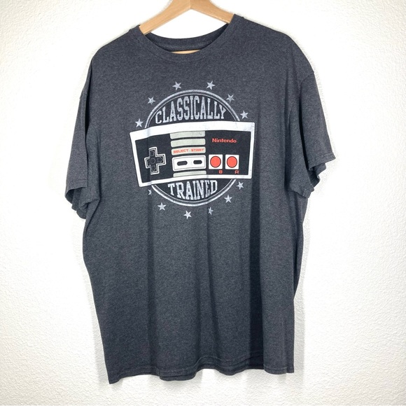 Nintendo Classically Trained XL Charcoal Gray T Shirt 50/50 Graphic Gamer Tee - Picture 7 of 11